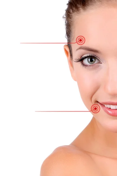 Concepto de belleza femenina. Proporciones faciales perfectas — Foto de Stock