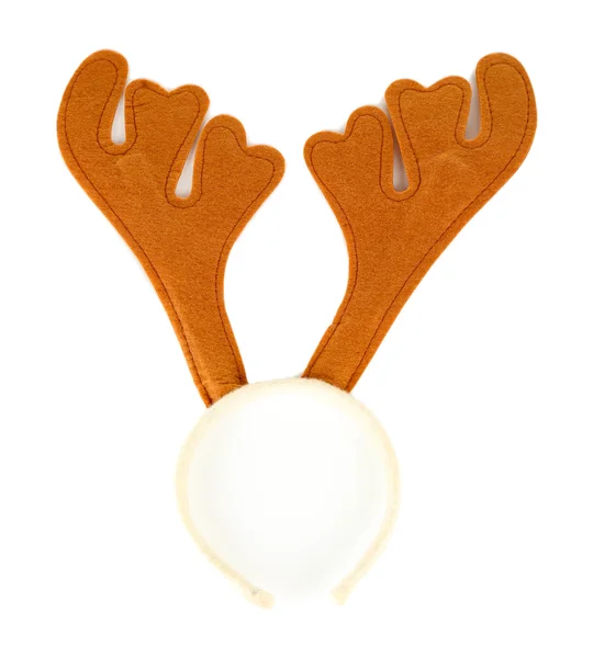 Par de chifres de rena de brinquedo isolados em branco — Fotografia de Stock