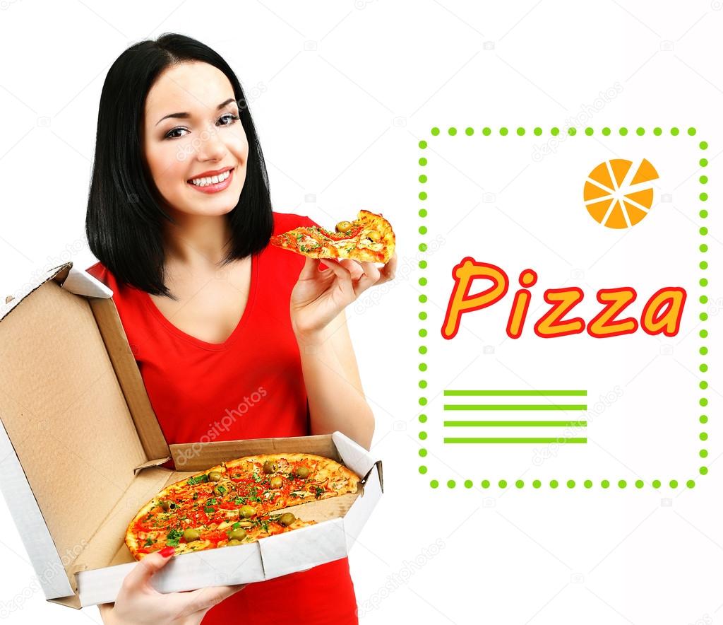 girl with delicious pizza