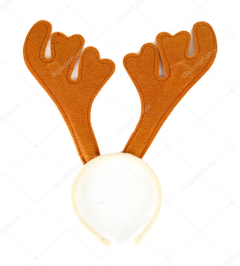 Pair of toy reindeer horns isolated on white
