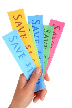 Set of coupons for shopping to save money clipart