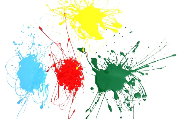 Colorful splashes of paint isolated on white — Stock Photo, Image