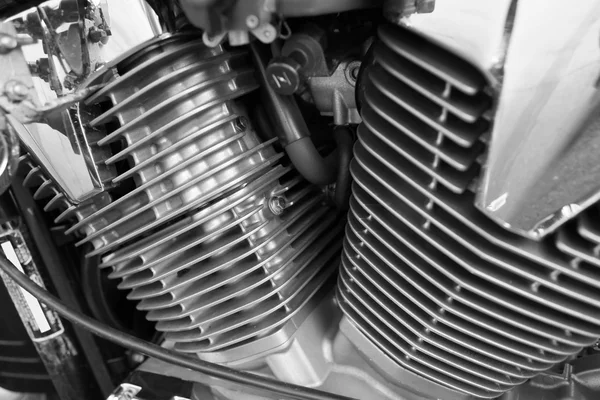 Motorcycle engine, metallic background with exhaust pipes — Stock Photo, Image