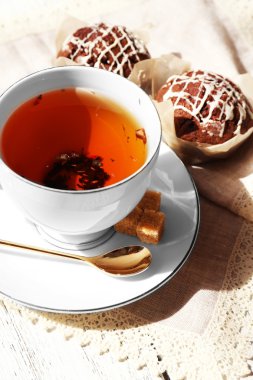 çay tablo, kekler yakın