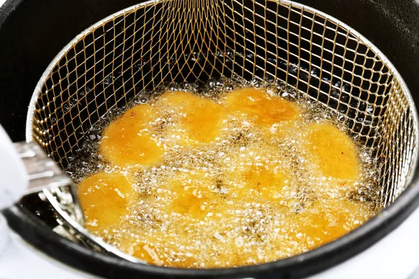 Cutlets in deep fryer, closeup — Stock Photo, Image