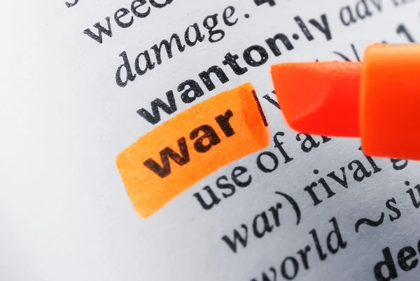 Orange marker highlighting word in dictionary — Stock Photo, Image