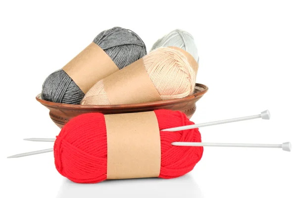 Knitting yarn with knitting needles — Stock Photo, Image