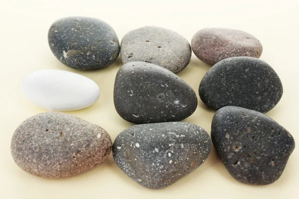 Individuality concept. Sea stones on beige background — Stock Photo, Image