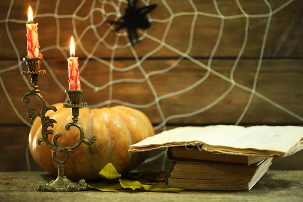 Decoração de Halloween com aranha — Fotografia de Stock