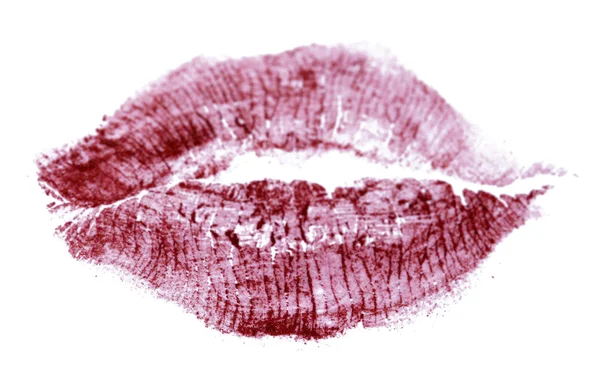 Lipstick kiss izolované na bílém — Stock fotografie
