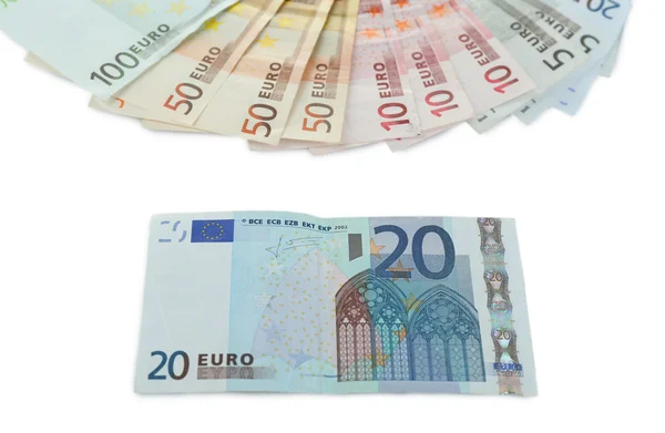 Billetes en euros de colores — Foto de Stock