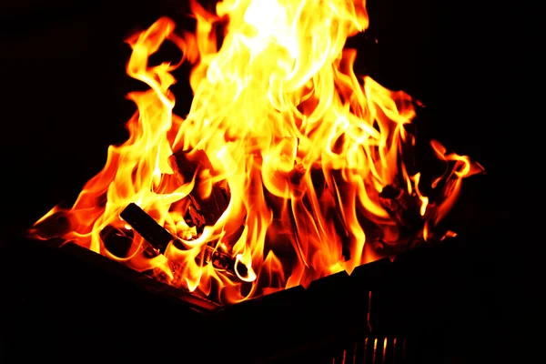 Bonfire at night on wall — Stock Photo, Image