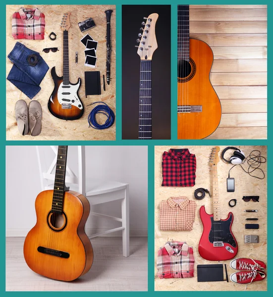 Collage av moderna gitarr — Stockfoto