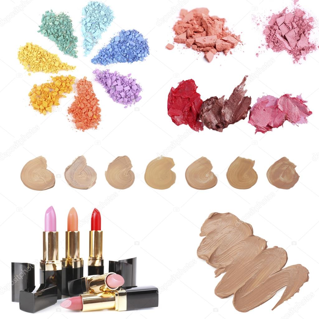 Cosmetics collage isolated 