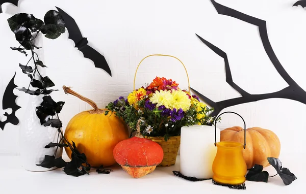 Halloween composition on fireplace — Stock Photo, Image