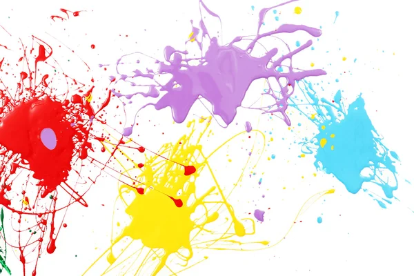 Colorful splashes of paint isolated on white — Stock Photo, Image