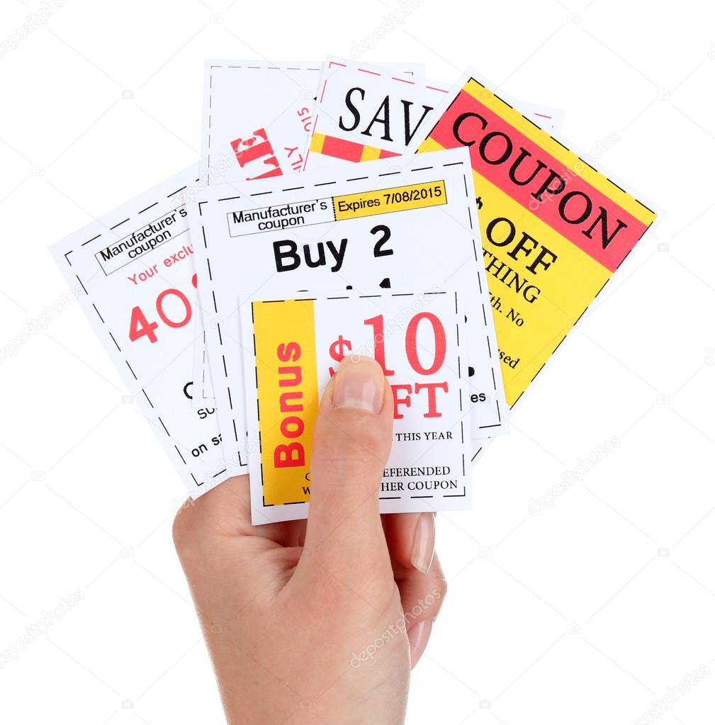 Set of cut coupons for shopping