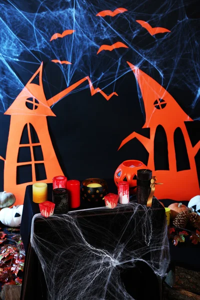 Décor d'Halloween sur fond noir — Photo