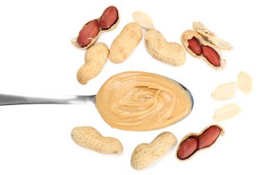 Krem fıstık yağı kaşık, yakın çekim