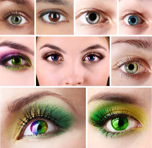 Collage Different Photos Showing Eyes — Stock Photo, Image