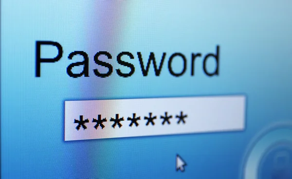 Password sullo schermo del monitor — Foto Stock