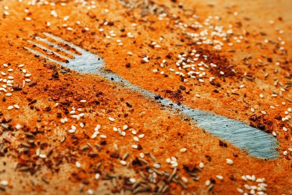 Baharat masada çatal siluet, yakın çekim — Stok fotoğraf