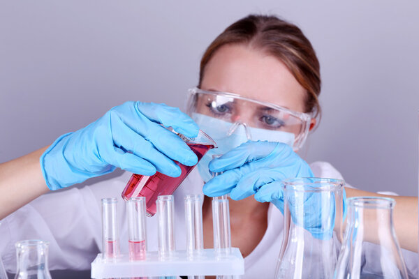 Laboratory assistant making medical test in laboratory