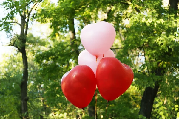 Balões de coração de amor, ao ar livre — Fotografia de Stock