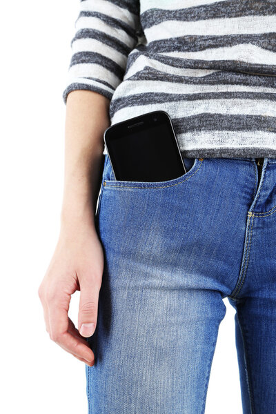 Smart phone in pocket jeans