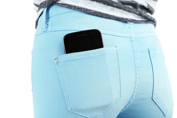 Akıllı telefon cep kot pantolon — Stok fotoğraf