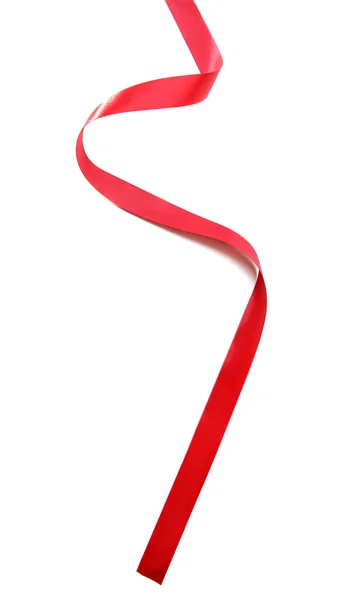 Shiny red ribbon isolated on white — Stock Photo, Image