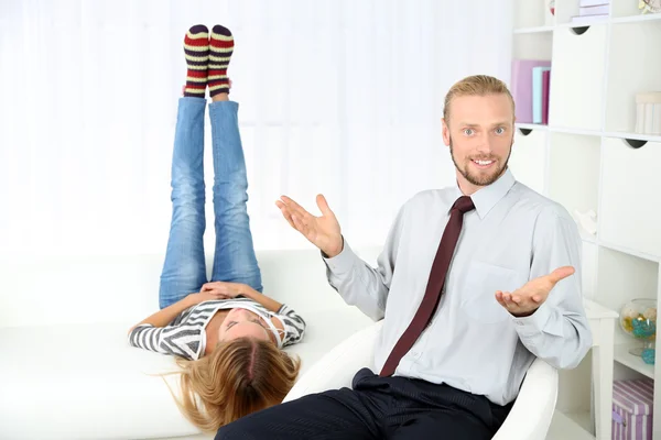 Young girl on reception at psychologist — Stock Photo, Image