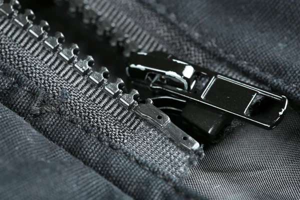 Zipper em roupas de perto — Fotografia de Stock