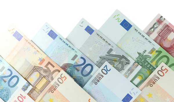用白色隔离开的欧元现钞 — 图库照片