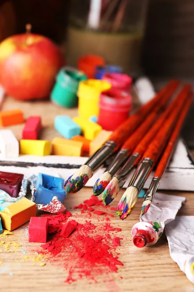 Beautiful still life with art materials — Stock Photo, Image