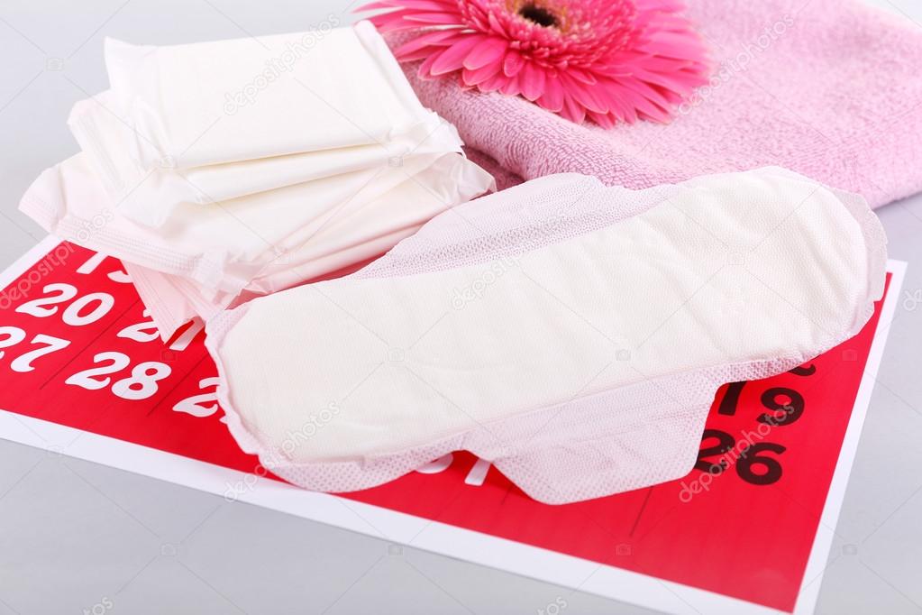 Sanitary pads and pink flower