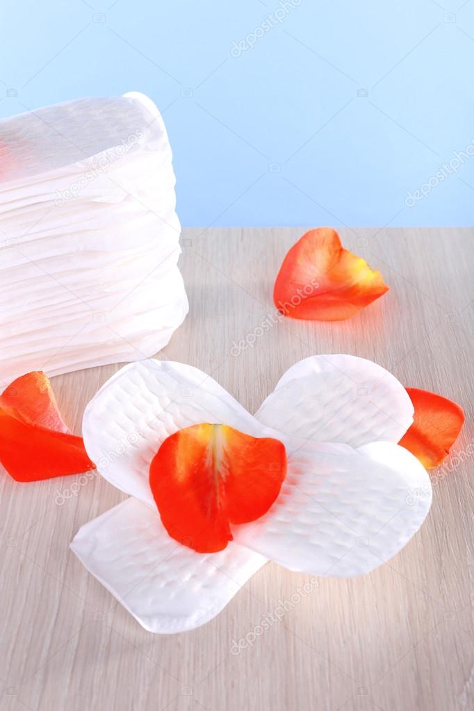 Sanitary pads and rose petals