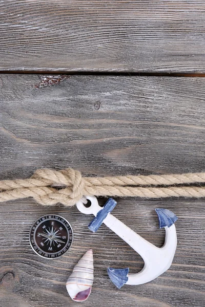 Marine knot on wooden background — Stock Photo, Image