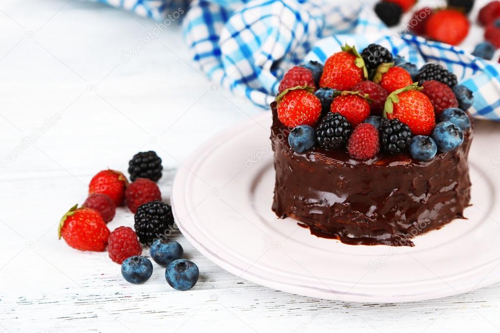 Chocolate cake with different berries