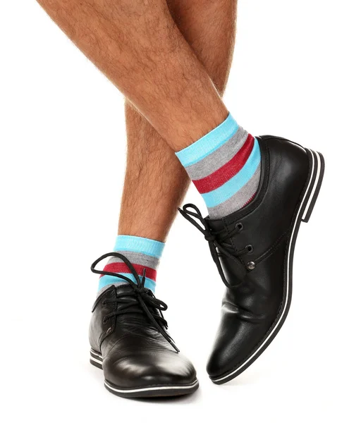 Jambe d'homme et chaussettes colorées — Photo