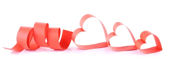 Heart shaped red paper ribbon — Stock Photo, Image