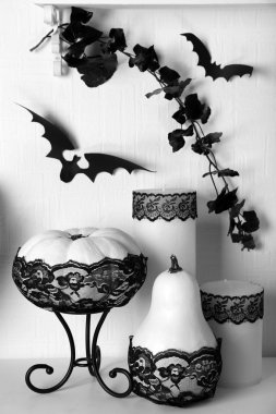 Candles and paper bats clipart