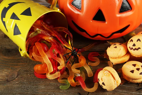 Composizione per Halloween con dolci — Foto Stock