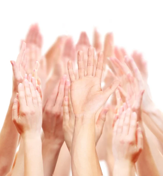Grupo de jovens mãos isoladas sobre branco — Fotografia de Stock