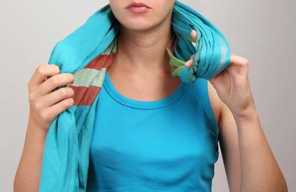 Woman wearing scarf close up — Stock Photo, Image