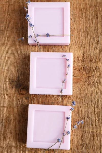 Natural soap with dried lavender — Stock Photo, Image