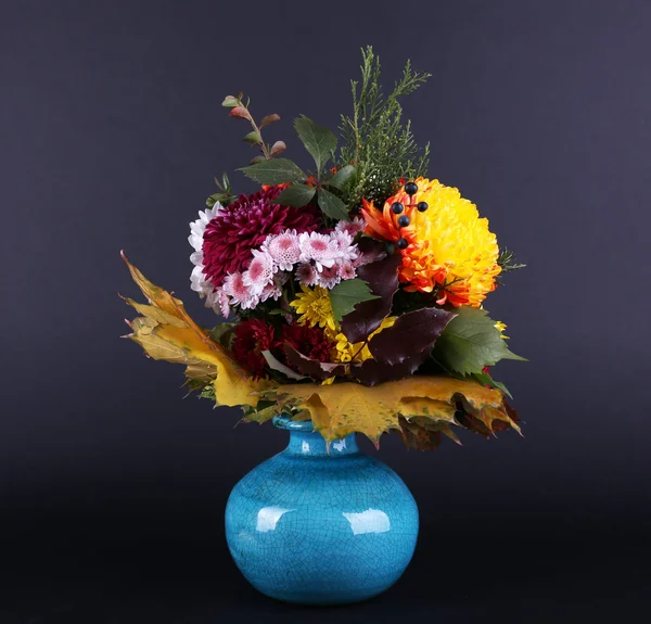 Flower bouquet in blue vase