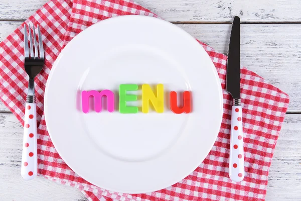 Inscription menu on plate — Stock Photo, Image