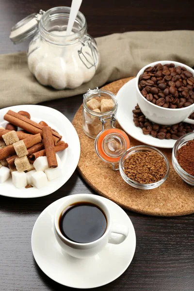 Fresh coffee with several ingredients — Stock Photo, Image