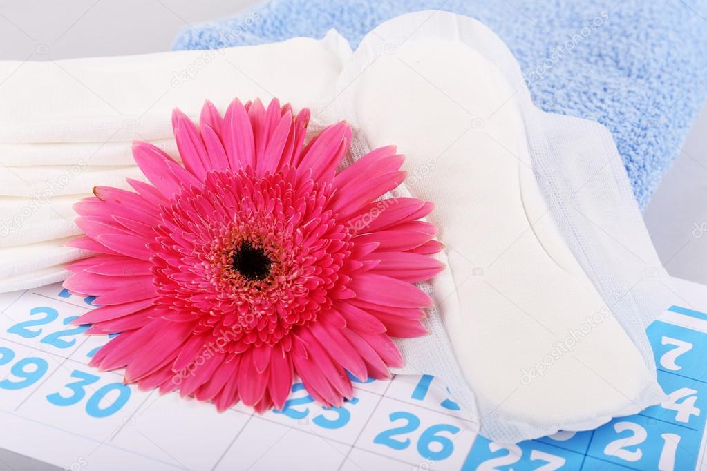Sanitary pads, calendar, towel